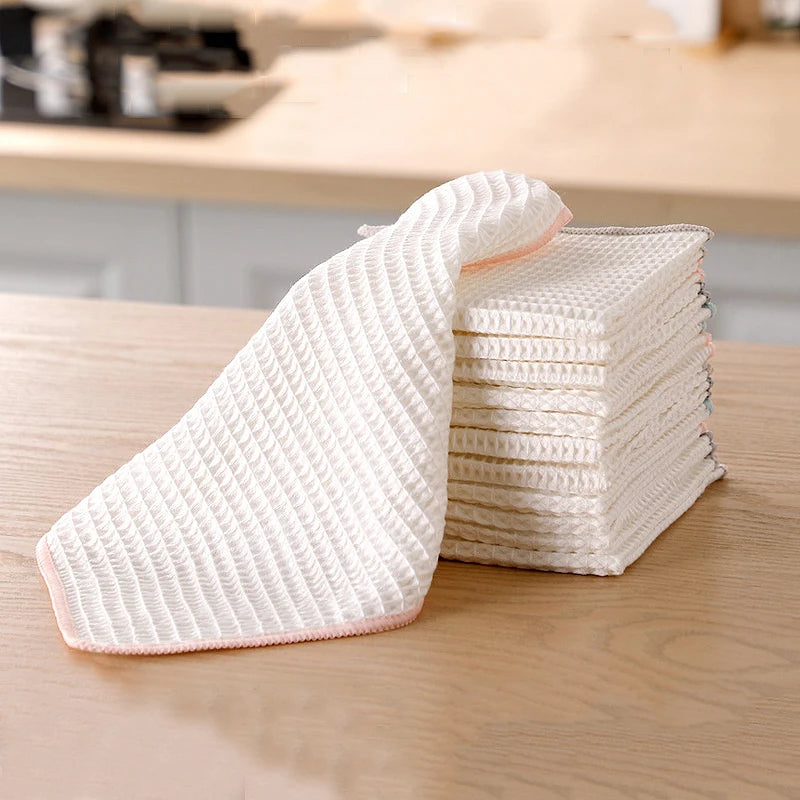 3-Pack Bamboo Fiber Dish Towels | Honeycomb Waffle Kitchen Cloths