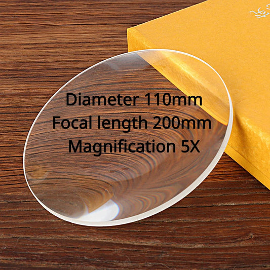 1Pice Supports Customized Desktop Magnifying Glass Lens Magnification 5X Diameter 110mm Focal Length 200mm Peaceful Pleasures Health and Wellness 110mm 5X