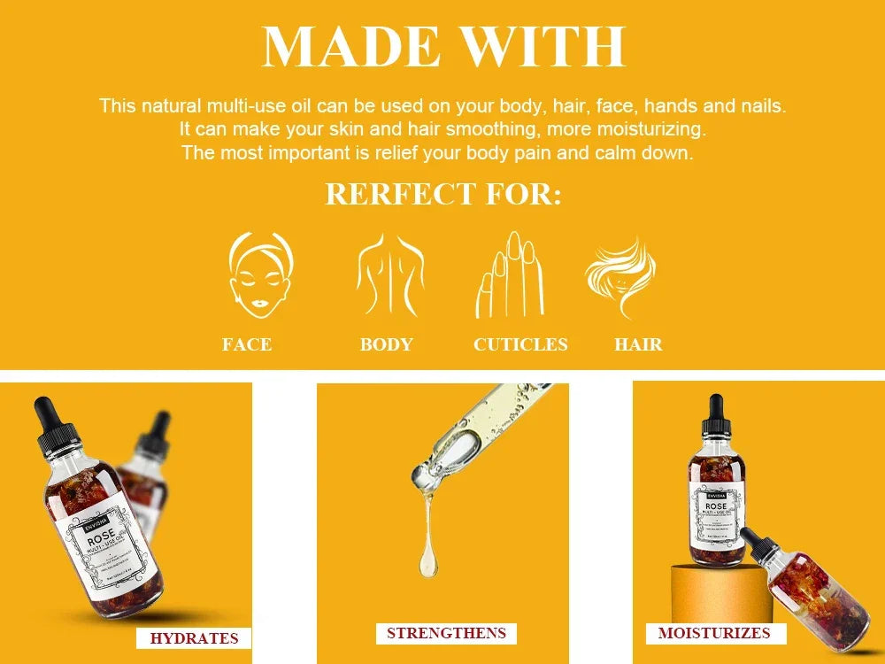 ENVISHA Rose Body Oil – SPA Massage & Moisturizing Essential Oil Peaceful Pleasures Health and Wellness