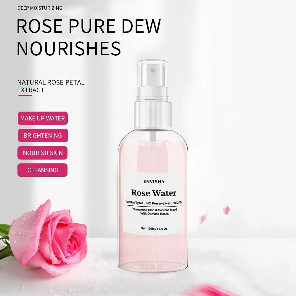 ENVISHA Rose Water Facial Toner – Hydrating & Pore-Minimizing Serum Peaceful Pleasures Health and Wellness
