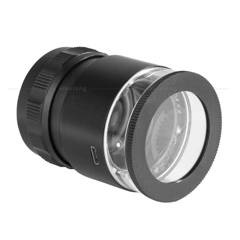10X Full Metal Cylindrical Measuring Scale Usb Rechargeable Optical Magnifying Glass Six Led Lights with Cloth Bag Loupe Peaceful Pleasures Health and Wellness
