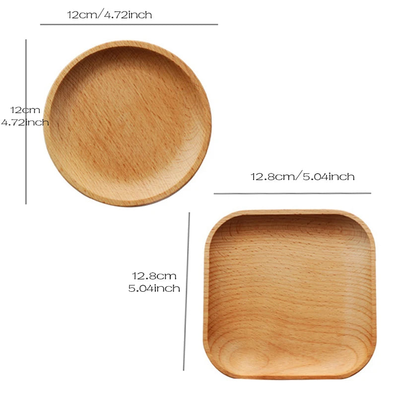 Round & Square Wooden Serving Plate – Eco-Friendly Wood Snack Tray for Fruit, Cake, Sushi & Dessert