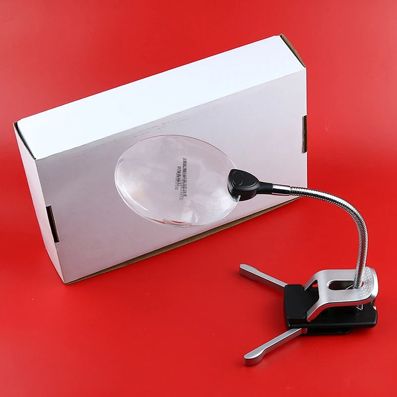 2.5X10X Clip-on Desktop Dual-purpose Magnifier with Led Light Multi-function Reading and Maintenance Magnifying Glass Peaceful Pleasures Health and Wellness