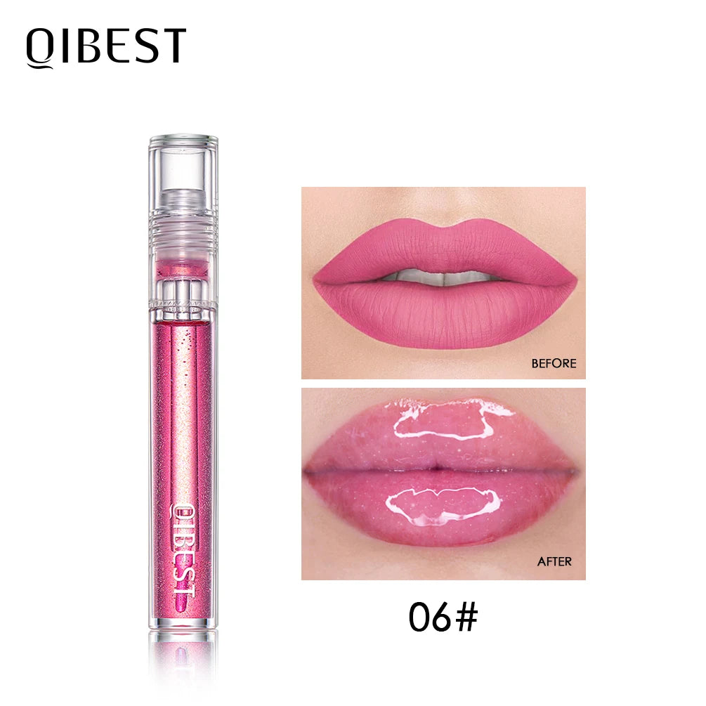 QIBEST Moisturizer Plumper Lip Gloss Long Lasting Transparent Lipgloss Base Watery Luster Glossy Lip Tint Waterproof Lips Makeup Peaceful Pleasures Health and Wellness 6