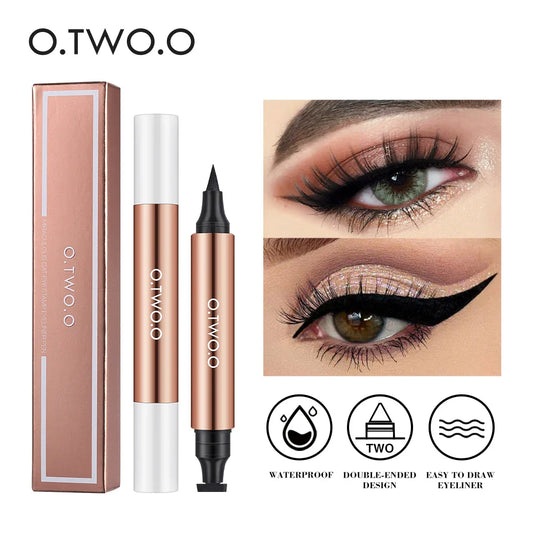 O.TWO.O Double-Ended Stamp Eyeliner – Waterproof Black Pen Stamp Eyeliner Pen Oasis Select