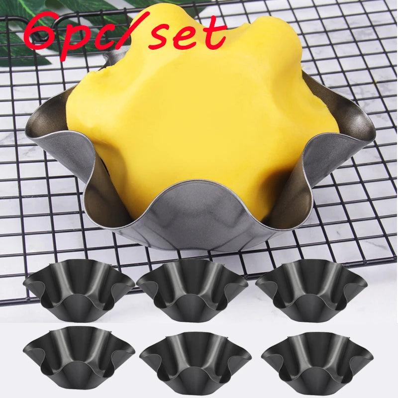6-Piece Nonstick Egg Tart Mold Set – Flower-Shape Cupcake & Tartlet Pans Peaceful Pleasures Health and Wellness