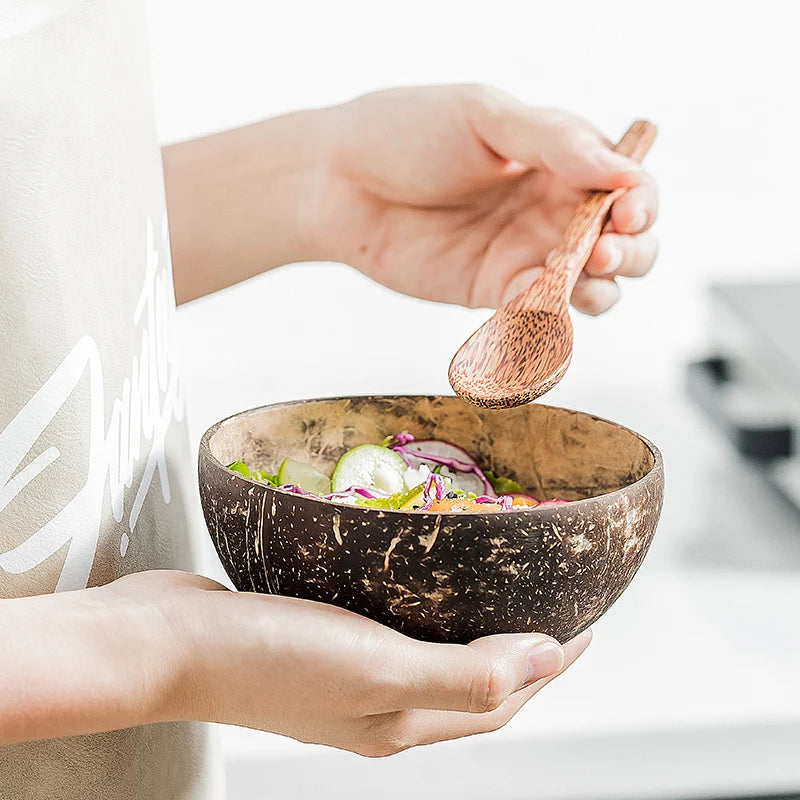 Natural Coconut Shell Bowl – Handcrafted Eco-Friendly Serving Bowl for Fruit, Salad, Rice & Ice Cream