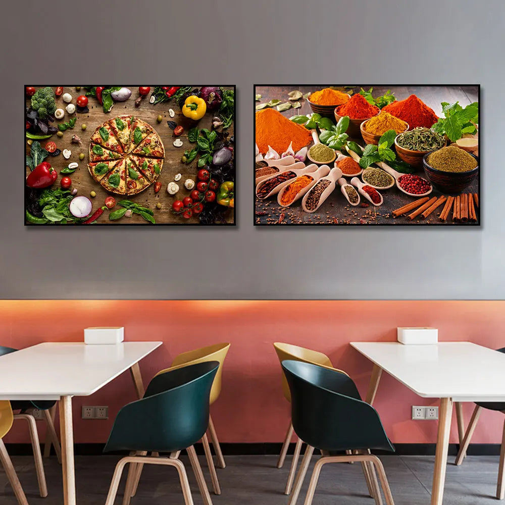 Grains Spices Spoon Peppers Canvas Painting Kitchen Decoration Posters Prints For Dining room Wall Art Pictures Home Art Decor Peaceful Pleasures Health and Wellness