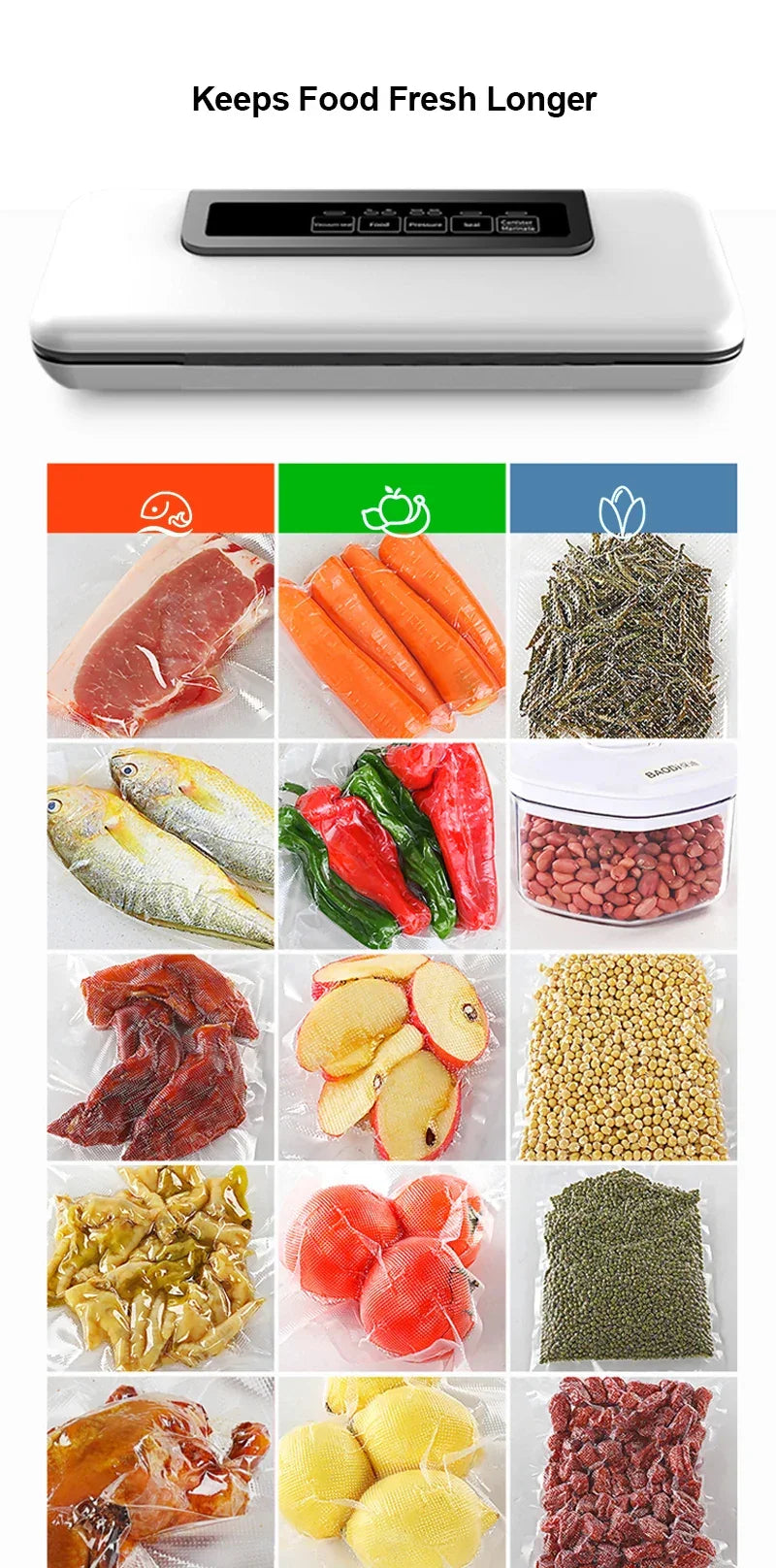 BioloMix Vacuum Sealer – Dry & Wet Food Saver with 10 Bags Vacuum Sealer BioloMix