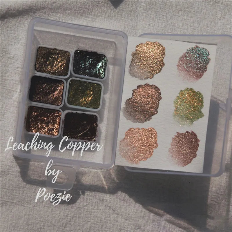 Watercolor Nail Gel Pigment Set | Pearl Shimmer Glitter 6pcs