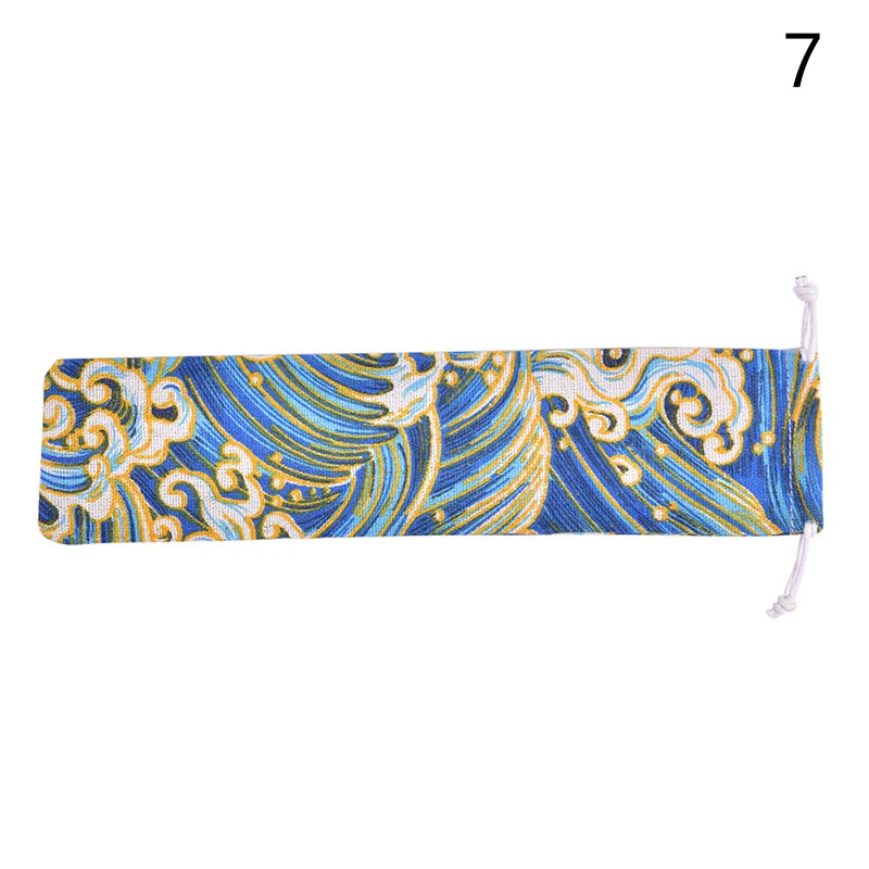 Cutlery Case Drawstring Bag Portable Tableware Bag Cotton Linen Travel Spoon bag Peaceful Pleasures Health and Wellness N7