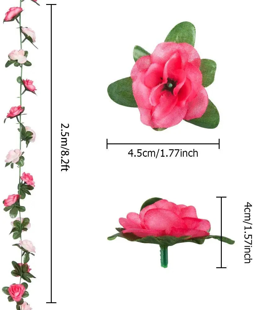 2.5m Flower Garland Fake Rose Vine Artificial Flowers Hanging Rose Ivy Hanging Baskets Wedding Arch Garden Background Decor Peaceful Pleasures Health and Wellness