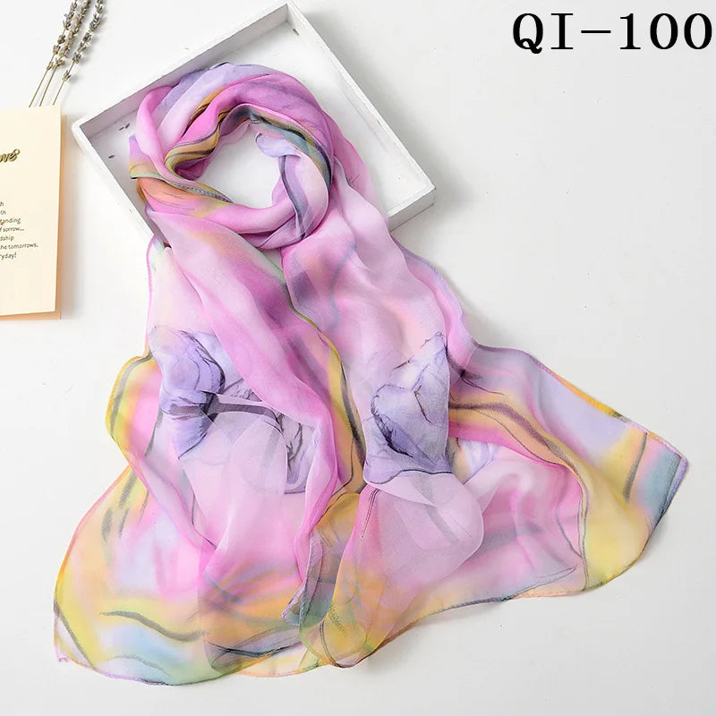 Multiple Lotus Leaf Flower Chiffon Georgette Bandana Scarf Women