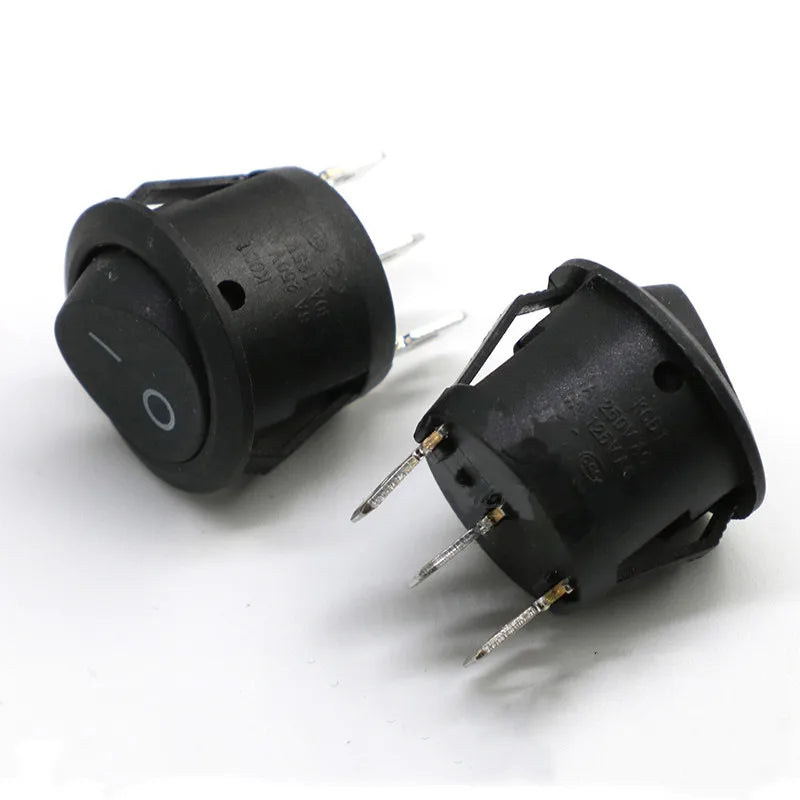 10PCS KCD1 Diameter 16.5mm Small Round Boat Rocker Switches Black Mini Round 2 Pin 3Pin ON-OFF Rocker Switch KCD1-105 Peaceful Pleasures Health and Wellness Black 3PIN ON-OFF