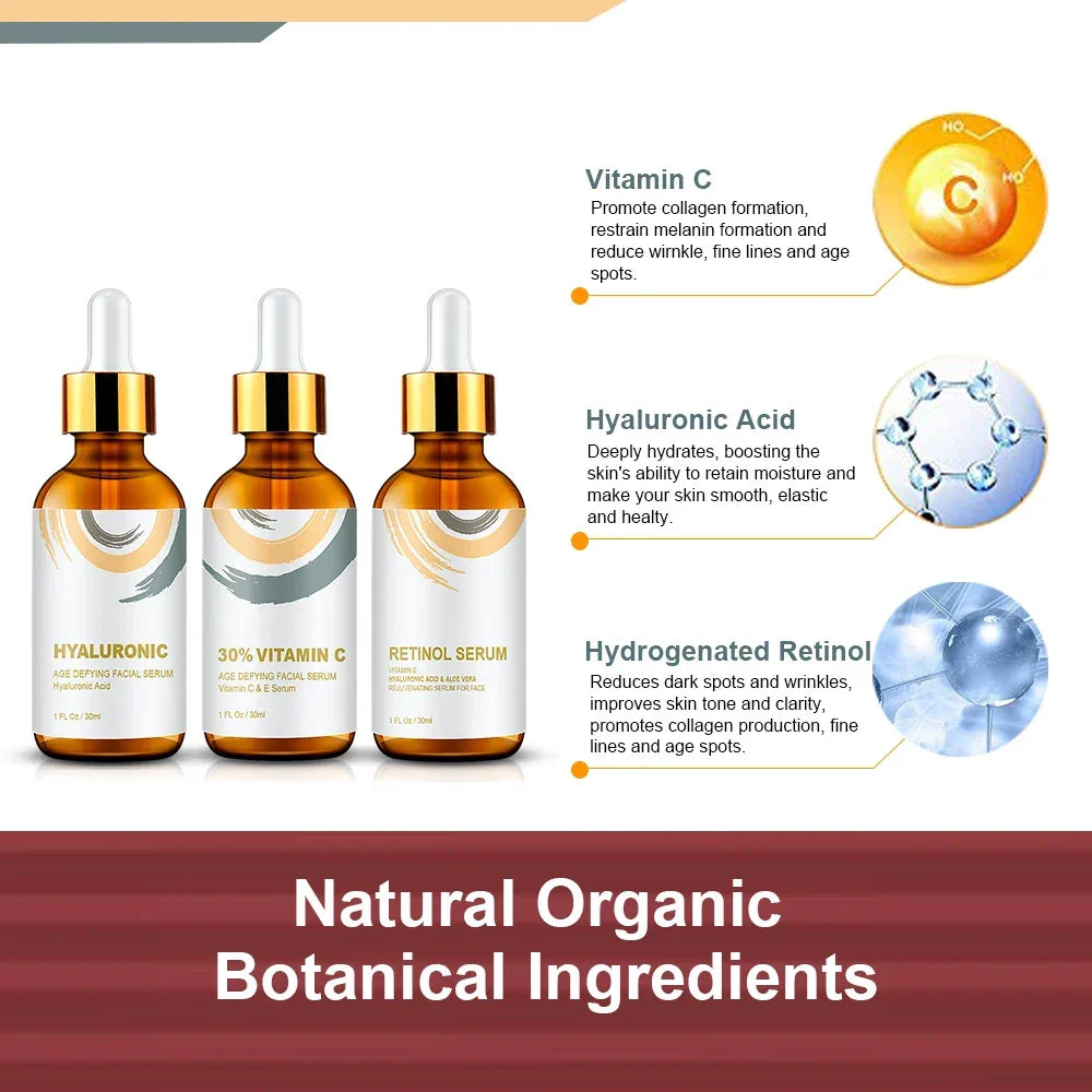 ENVISHA Face Serum Set – Vitamin C, Retinol & Hyaluronic Acid Face Serum Peaceful Pleasures Health and Wellness