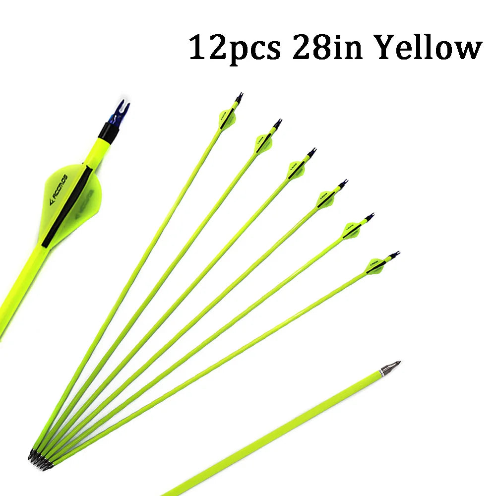 Spine 600 Mixed Carbon Arrow Yellow White Recurve Compound Bows
