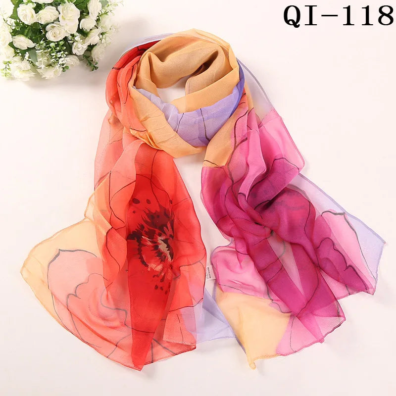 Multiple Lotus Leaf Flower Chiffon Georgette Bandana Scarf Women