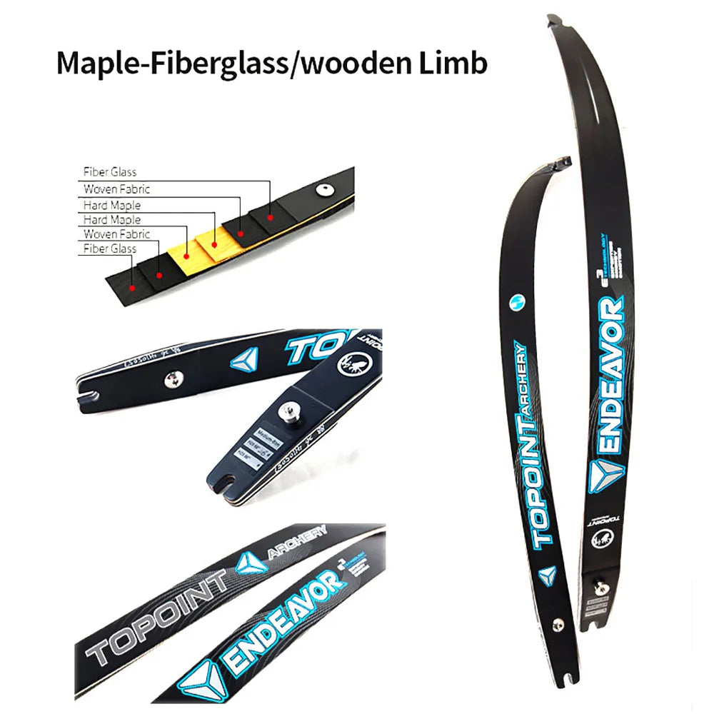 1Pair ILF Recurve Bow Limbs 18-44lbs Maple Fiberglass Wooden Strength