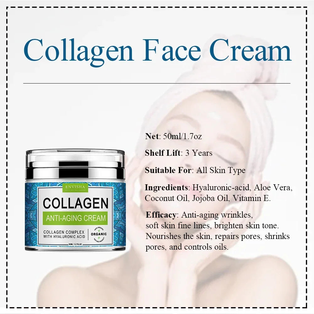 ENVISHA Face Cream – Collagen, Hyaluronic Acid & Anti-Aging | 50ml Peaceful Pleasures Health and Wellness