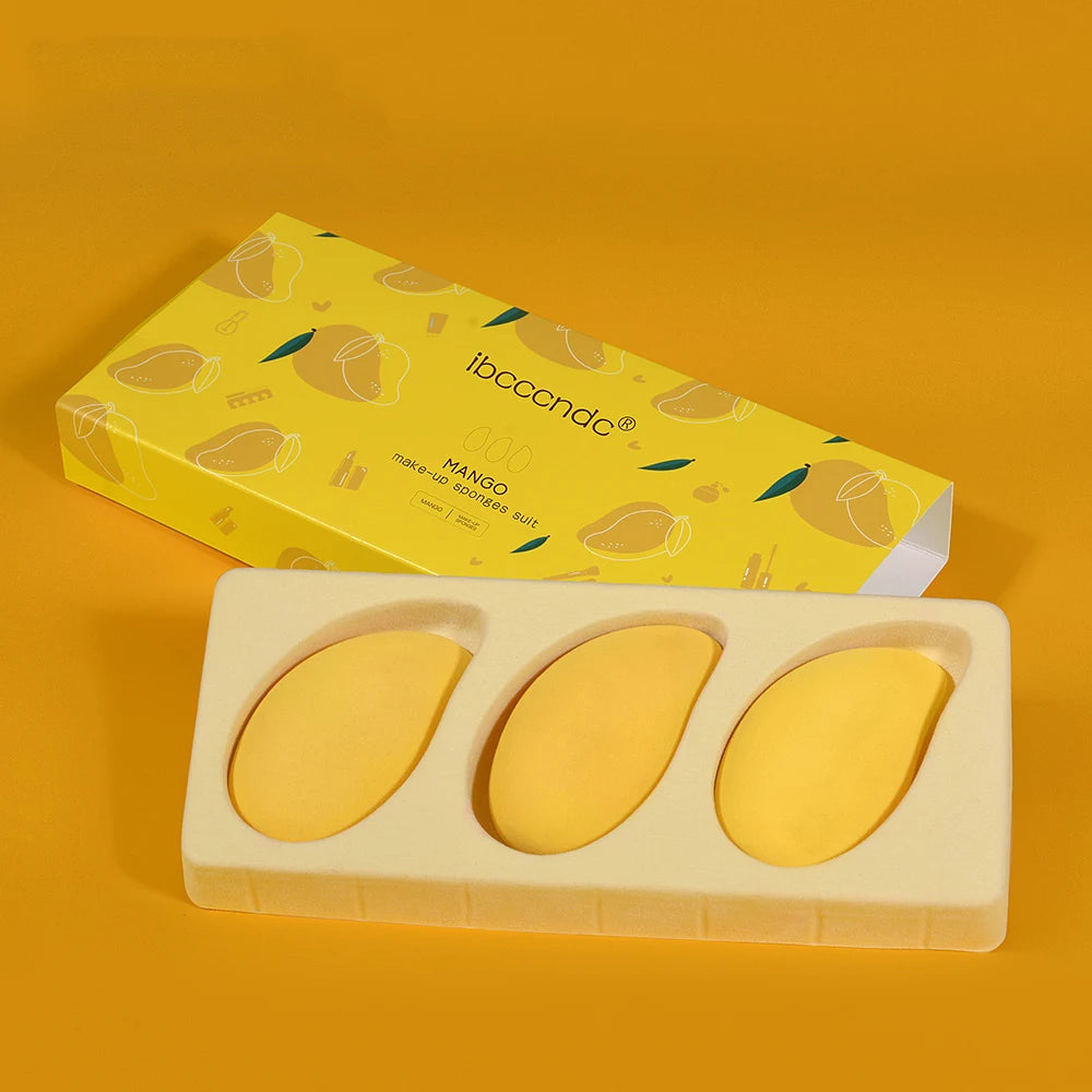 Mango Makeup Egg Sponge BB Cream Hydrophilic Beauty Egg Wholesale Puff Wet Dry Dual Use Face Foundation Powder Gourd Cosmetic Peaceful Pleasures Health and Wellness 1 set