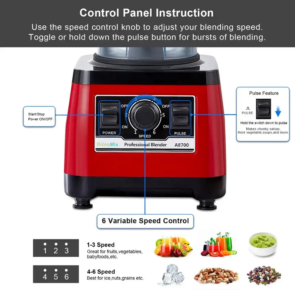 BPA Free Heavy Duty Commercial Grade Blender | 2200W Peak Power Blenders Peaceful Pleasures Health and Wellness