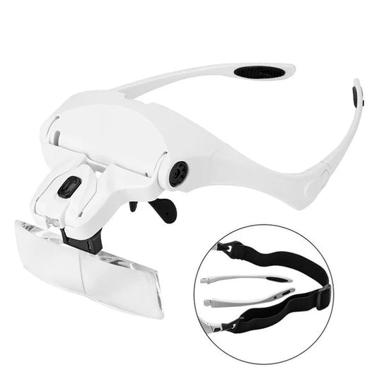 Portable Head Wearing Magnifying Glass Lens Eyeglass Interchangeable Mount Bracket Headband Magnifier with 2 LED Lights 5 Lenses Peaceful Pleasures Health and Wellness China Mainland