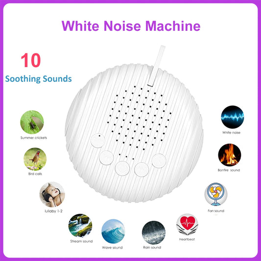 Portable Baby White Noise Machine | 10 Sounds, USB Rechargeable Baby Sleep Machine Peaceful Pleasures Health and Wellness