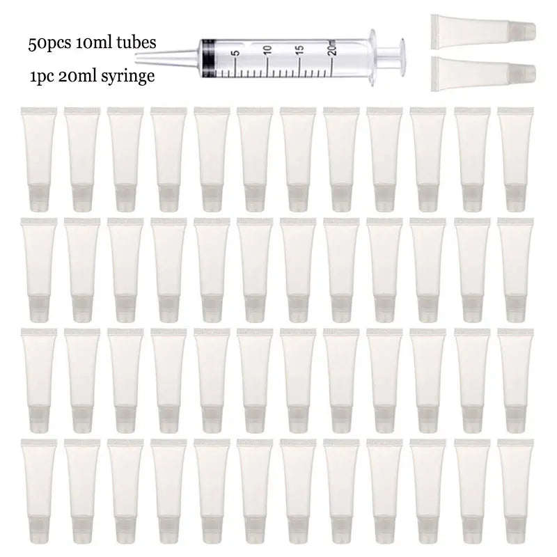 Empty Lip Gloss Tubes with Syringe Clear Soft Lip Gloss Container Refillable Lipgloss Tubes for DIY Cosmetic Makeup Peaceful Pleasures Health and Wellness 50pcs 10ml