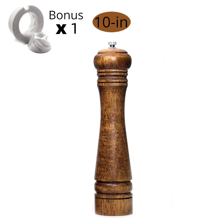 Salt and Pepper Mills, Solid Wood Pepper Mill with Strong Adjustable Ceramic Grinder 5" 8" 10" - Kitchen Tools by Leeseph Peaceful Pleasures Health and Wellness 10 inch Russian Federation