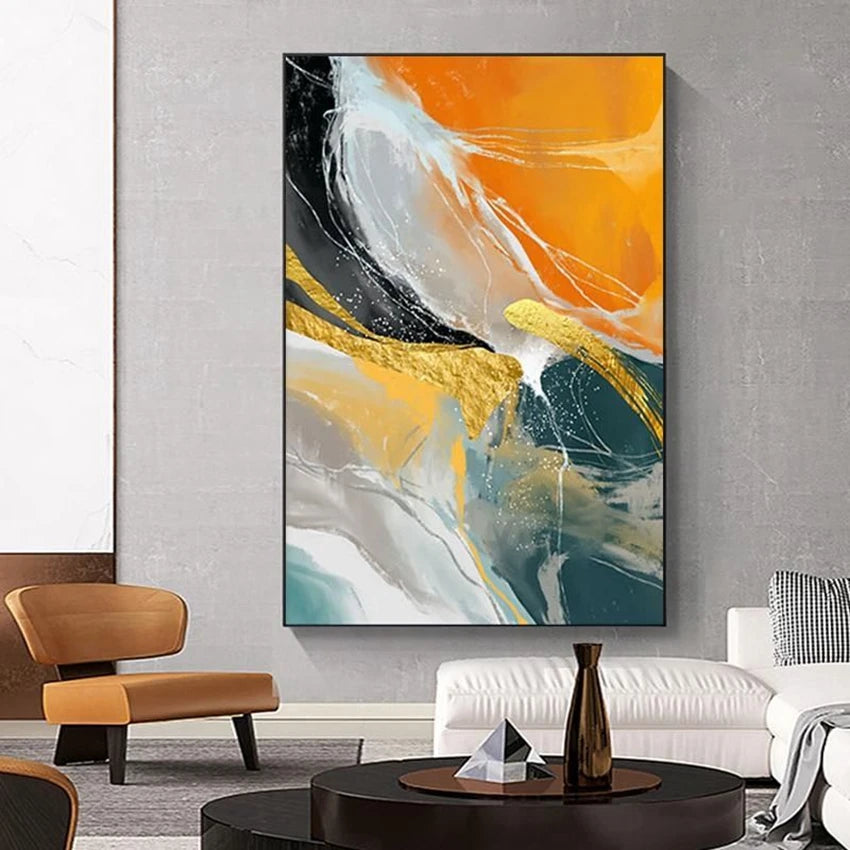 Modern Frameless Abstract Hand Drawn Canvas Oil Painting Wall Decorative Art Mural Living Room Bedroom Restaurant Hotel Poster Peaceful Pleasures Health and Wellness