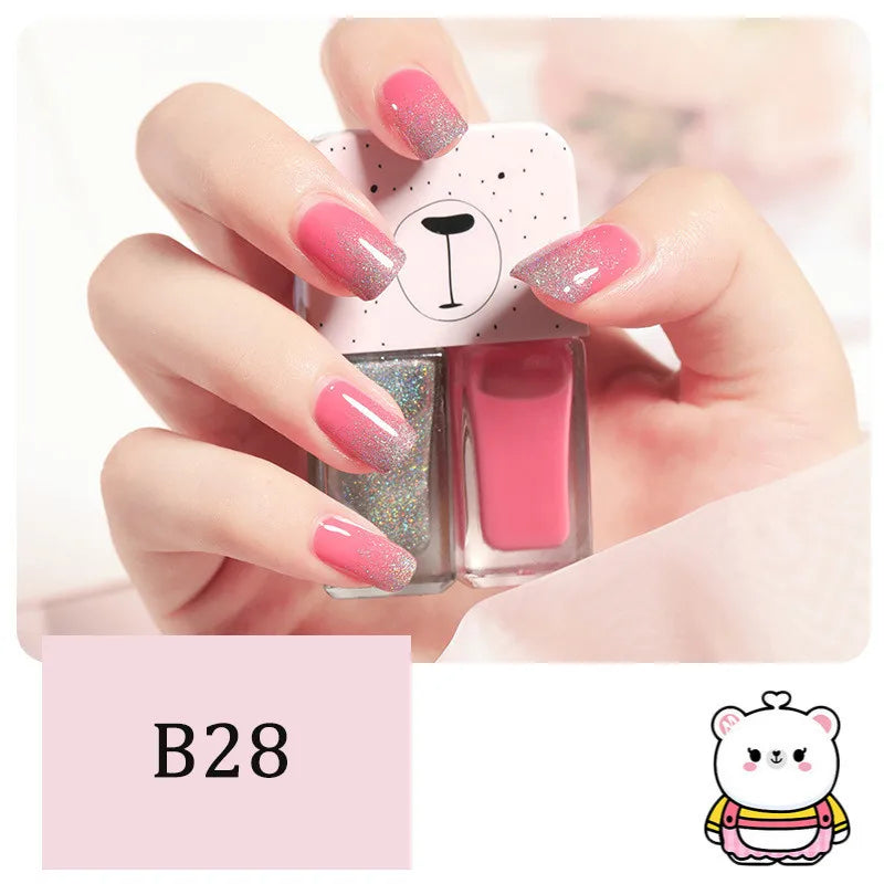 2-in-1 Candy Color Nail Polish | Quick Dry Waterproof Water-Based
