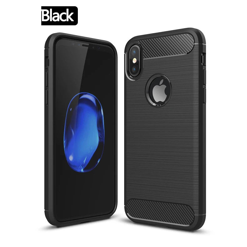 Rubber Carbon Fiber Case For iPhone X XR XS MAX Ultra Thin Silicone Cover Coque Peaceful Pleasures Health and Wellness Black For iphone Xs Max