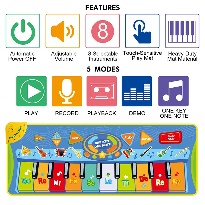 130 Music Playing Mat Instruments Voices Singing Play Game Carpet