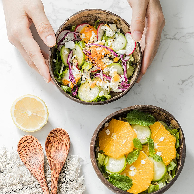 Natural Coconut Shell Bowl – Handcrafted Eco-Friendly Serving Bowl for Fruit, Salad, Rice & Ice Cream