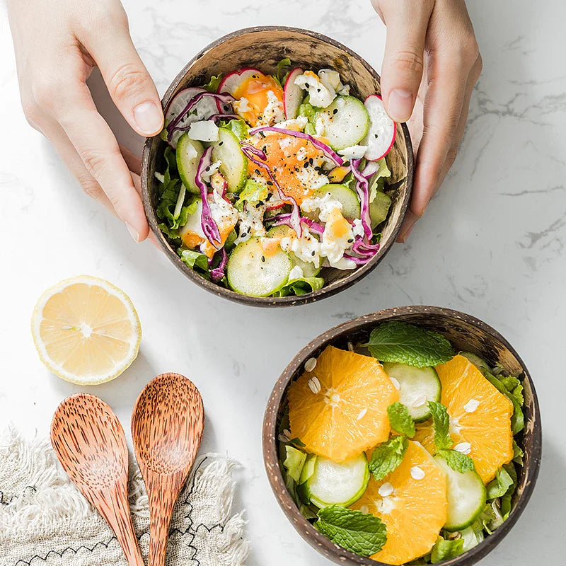 Natural Coconut Shell Bowl – Eco-Friendly Fruit & Salad Bowl