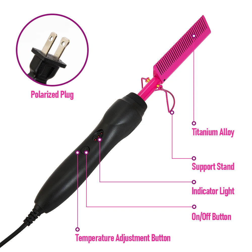 3 in 1 Hot Comb Straightener Electric Hair Straightener Hair Curler Wet Dry Use Hair Flat Irons Hot Heating Comb For Hair Peaceful Pleasures Health and Wellness
