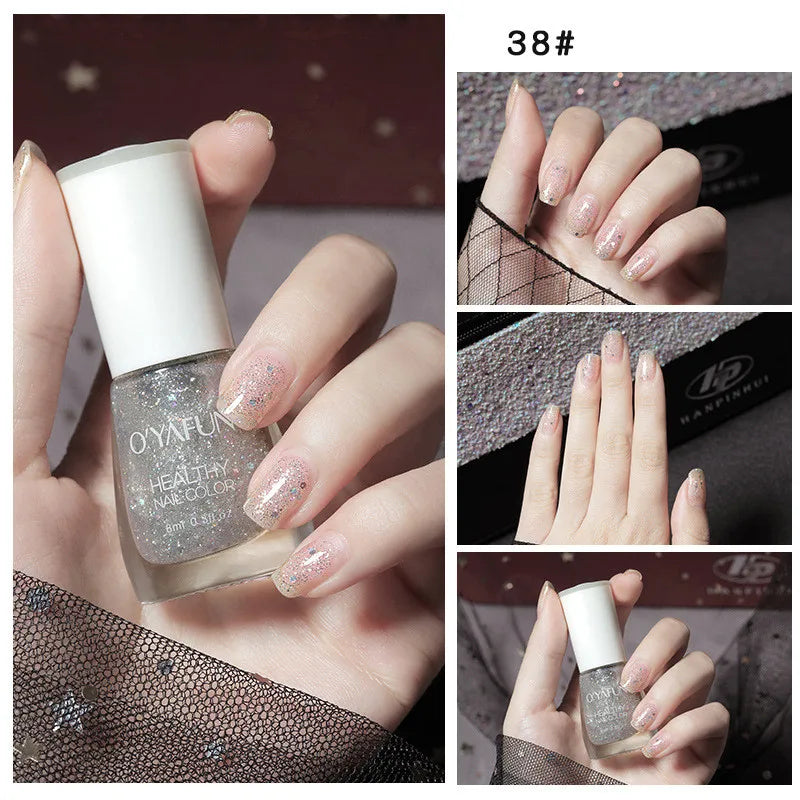 Quick-Dry Tearable Nail Polish | Glitter Matte Waterproof 40 Colors