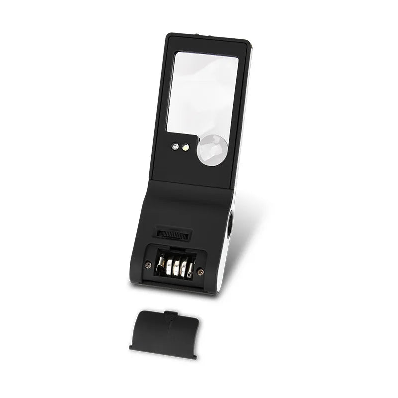 3X 10X 55X 3 Lens Magnifier Portable Square Microscope Loupe Magnifying Glass Ultra-Thin Portable Square with Led Light Uv Peaceful Pleasures Health and Wellness