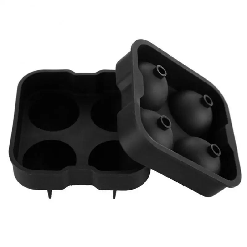Silicone Ice Ball Maker Tray – 4 Round Molds for Whiskey & Cocktails
