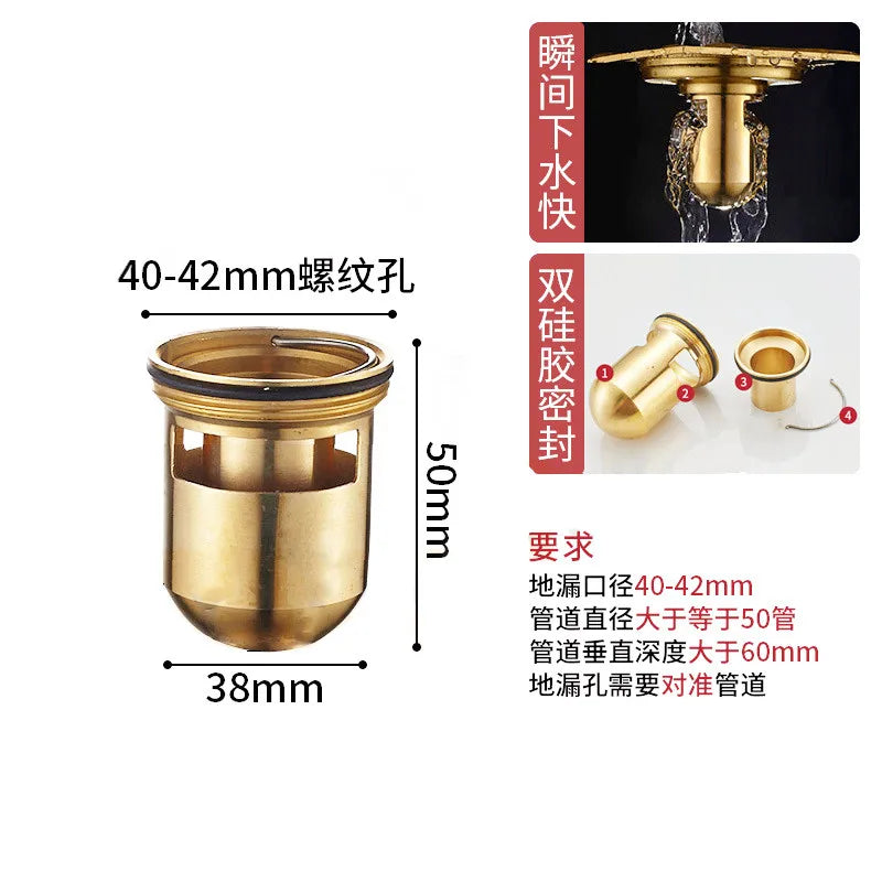 Brass Floor Drain Deodorant Valve – Odor-Block Drain Core