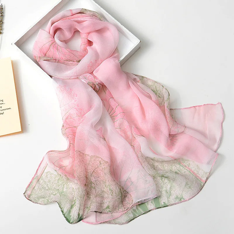Multiple Lotus Leaf Flower Chiffon Georgette Bandana Scarf Women