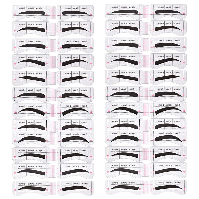 24-Pair Eyebrow Stencil Stickers Set | 12 Shapes Makeup Tool