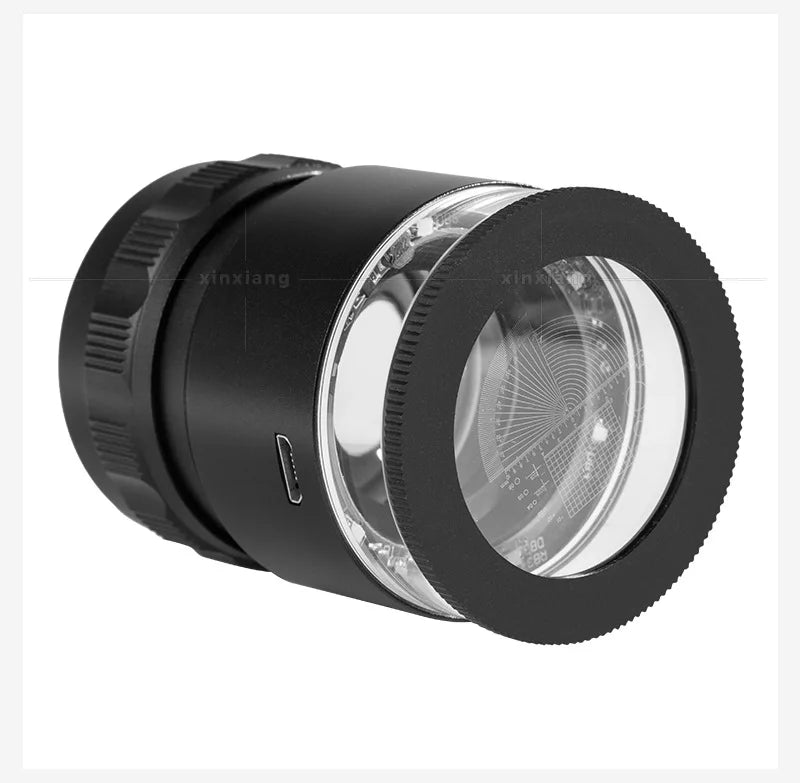 10X Full Metal Cylindrical Measuring Scale Usb Rechargeable Optical Magnifying Glass Six Led Lights with Cloth Bag Loupe Peaceful Pleasures Health and Wellness
