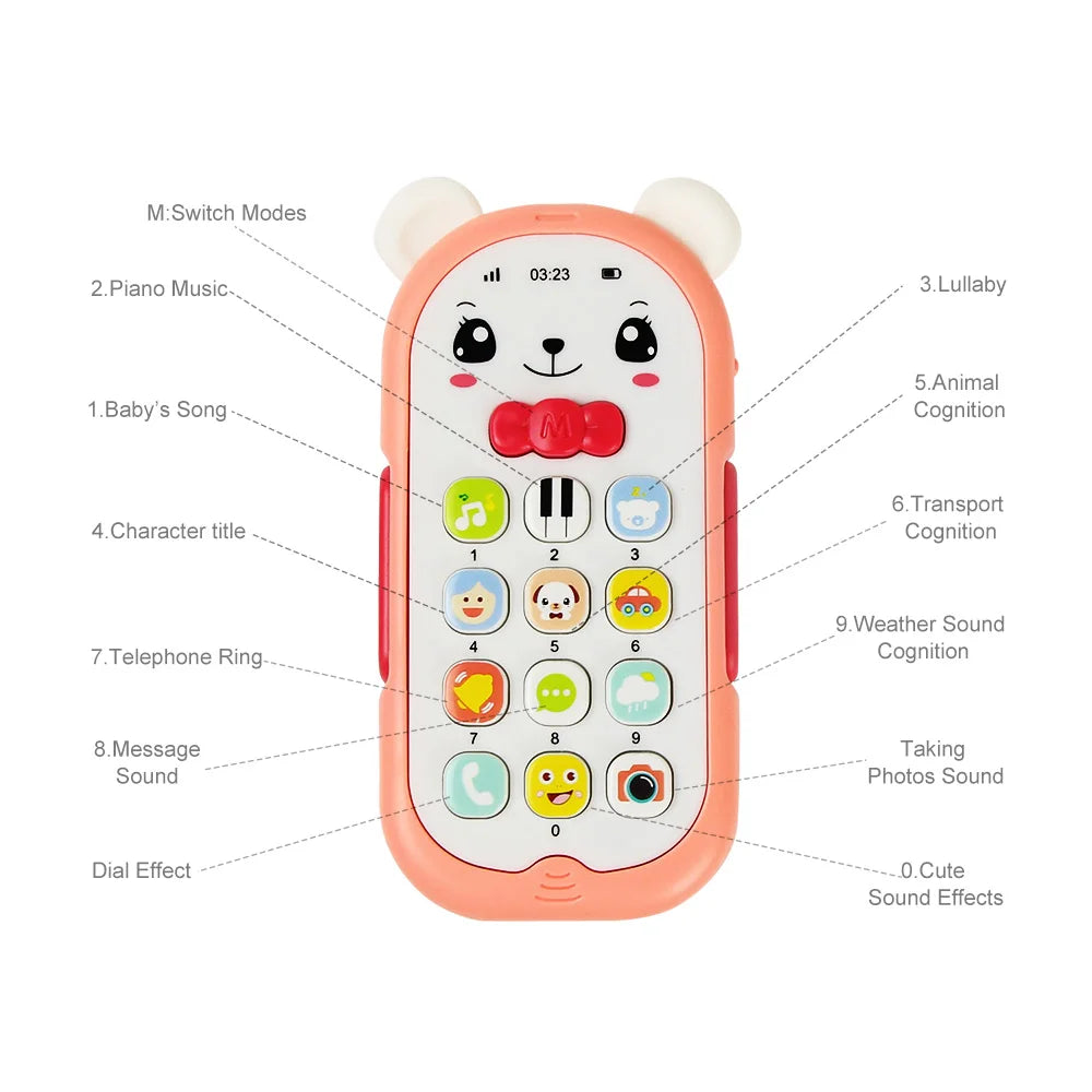 Baby Musical Mobile Phone Cartoon Teether Sound Light Telephone