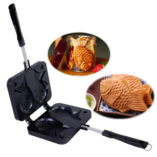 Taiyaki Japanese Fish-Shaped Bakeware Waffle Pan Maker Japanese Pancake Double Pan Stainless Steel Frypan Home Cake Tools Peaceful Pleasures Health and Wellness 2