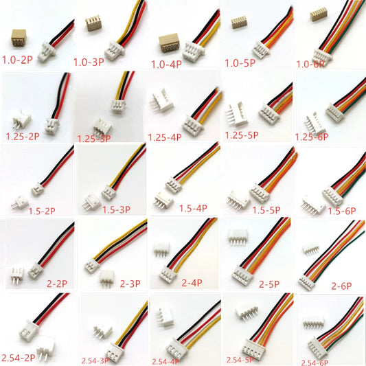 10Sets SH1.0 JST1.25 ZH1.5 PH2.0 XH2.54 Connector Female+Male 2/3/4/5/6/7/8/9/10P Plug With Cable 10/20/30cm Peaceful Pleasures Health and Wellness XH 2.54MM 2P 20CM