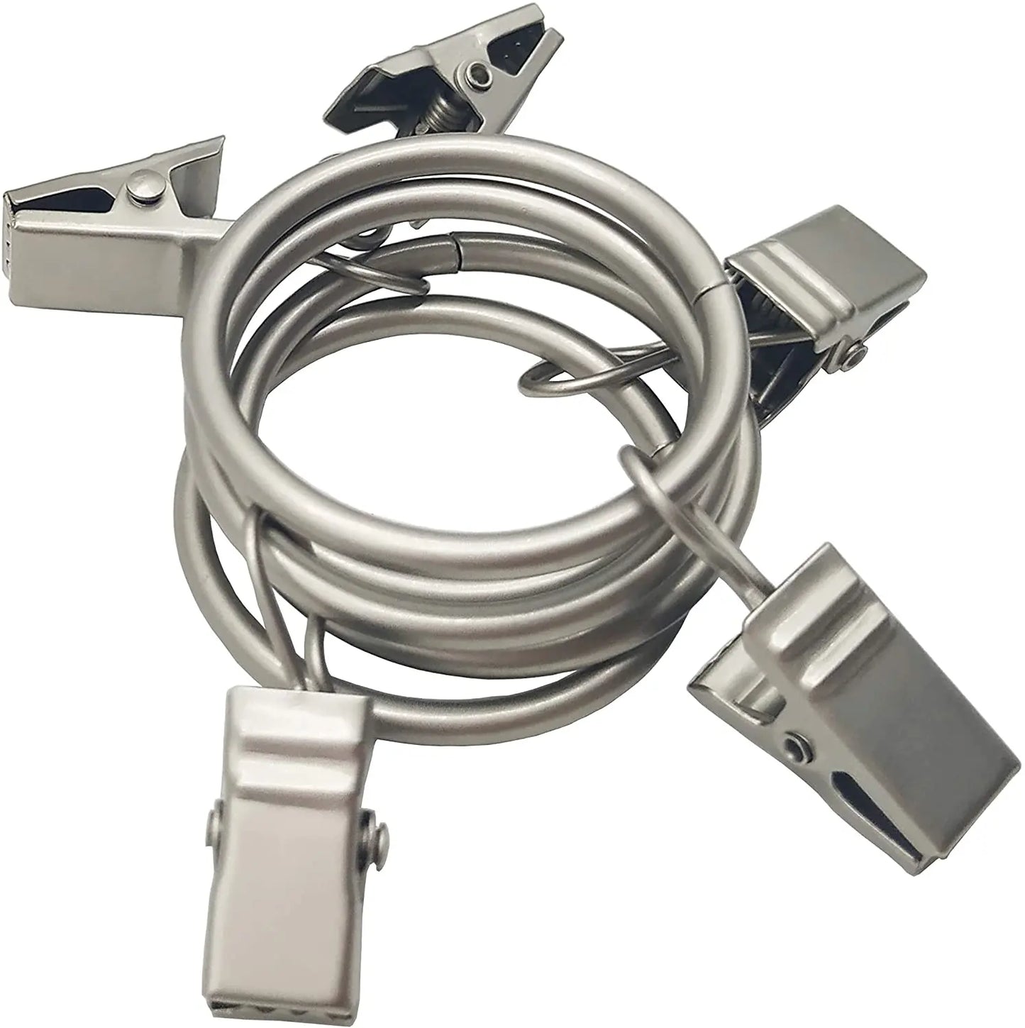 36-Pack Metal Curtain Rings with Clips – Rustproof Silver