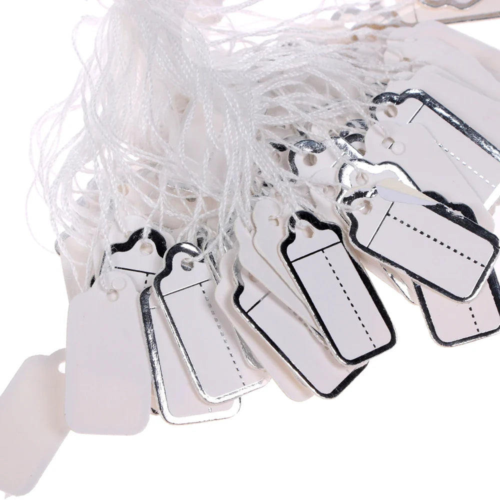 100 Pre-Strung Blank Swing Price Tags | Jewelry Hangtags
