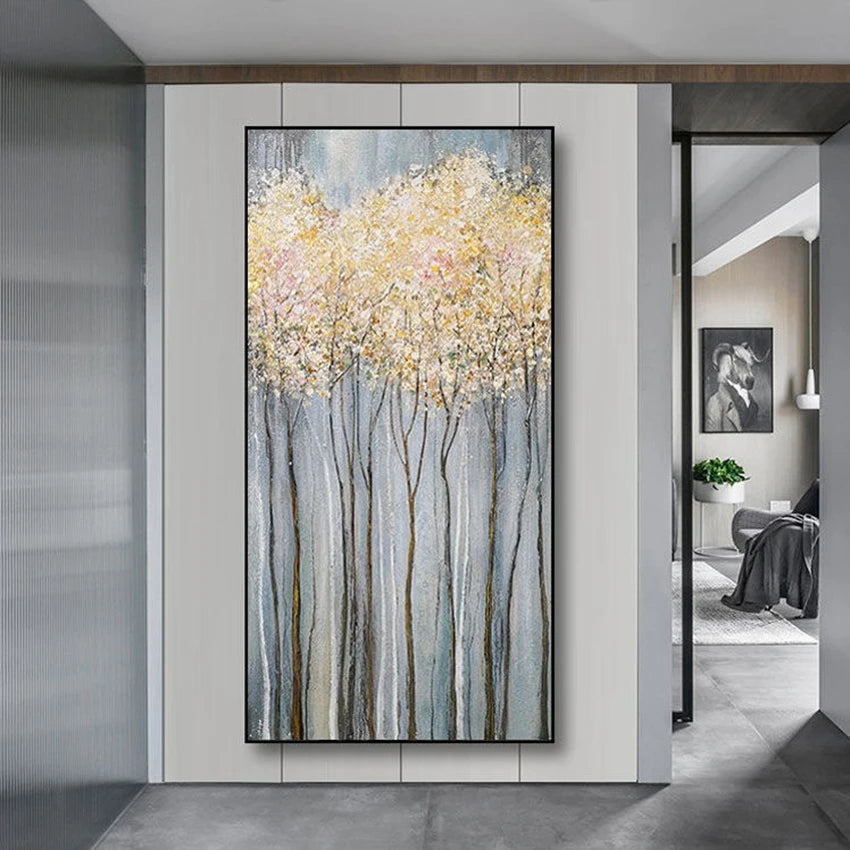 Custom Handmade Canvas Oil Painting Fortune Tree Modern Small Luxury Home Decorative Art Mural Bedroom Living Room Hotel Office Peaceful Pleasures Health and Wellness No frame 40cmx80cm