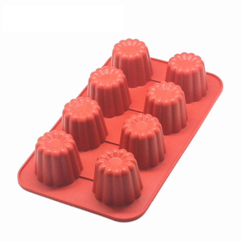 8/18 Cavity Silicone Mold Canneles Bordelais Fluted Cake Mold Muffin Cupcake Baking Tray Dessert Pastry Cake Decorating Tools Peaceful Pleasures Health and Wellness 8 cups
